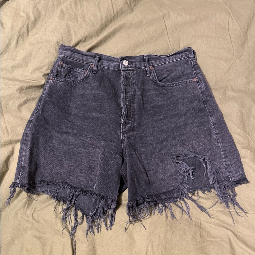 AGOLDE Stella high-rise denim shorts in black - Picture 2 of 11